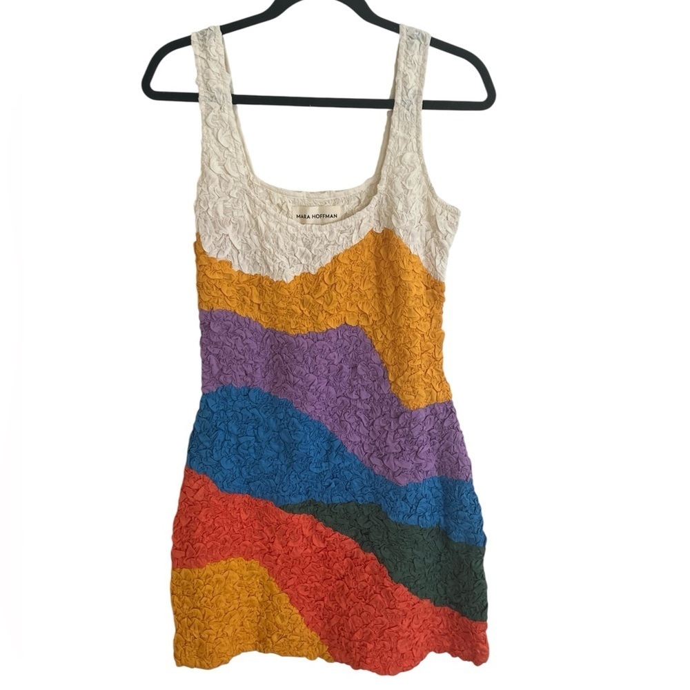 Mara Hoffman Laura Dress in Meadow Colorblock Print Medium